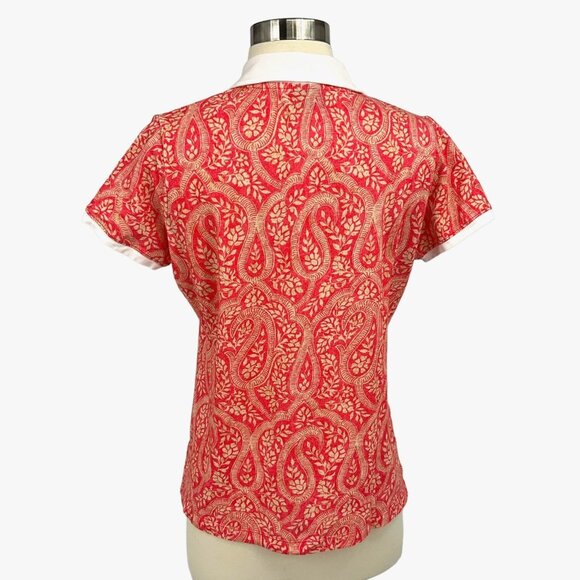 Bogner Size M Paisley Polo Shirt Pink Short Sleeve Collared Golf Leisure - Picture 8 of 12